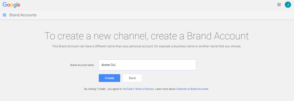 YouTube channel brand homepage