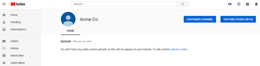how to create a YouTube channel